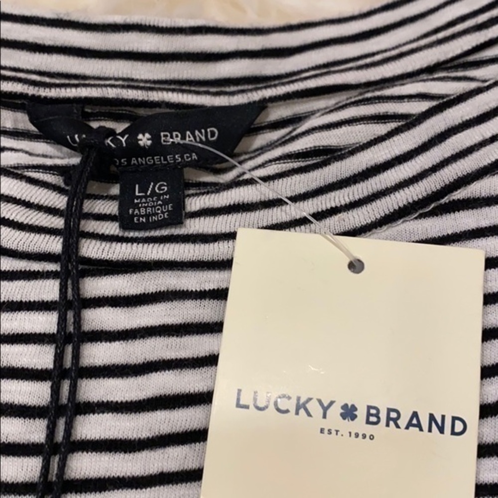 Lucky Brand Cotton Striped Pullover T-Shirt Dress. L - Picture 4 of 7